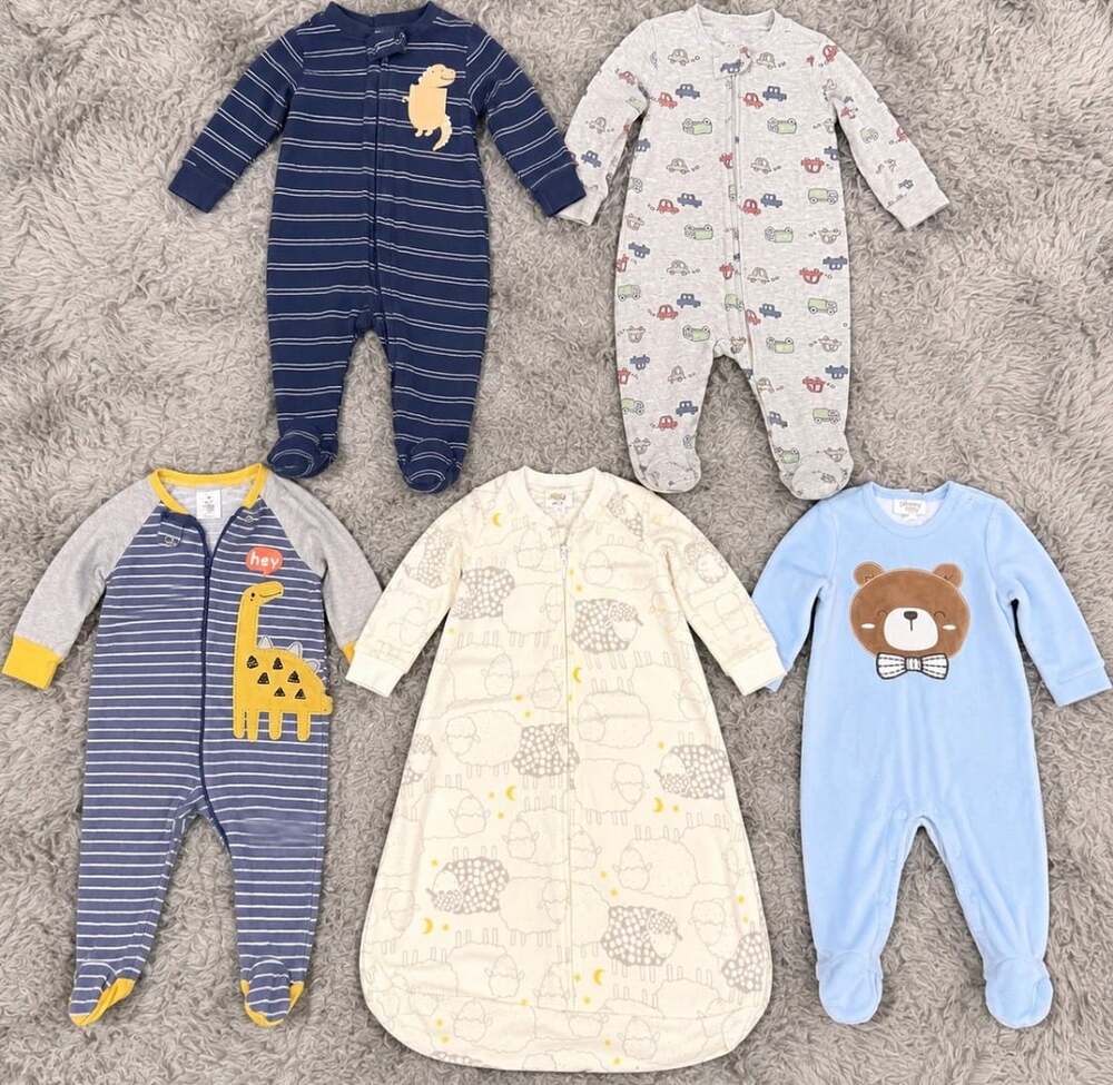 3-6 months baby boy sleepwear bundle. Carters, Gerber, and Sterling Baby